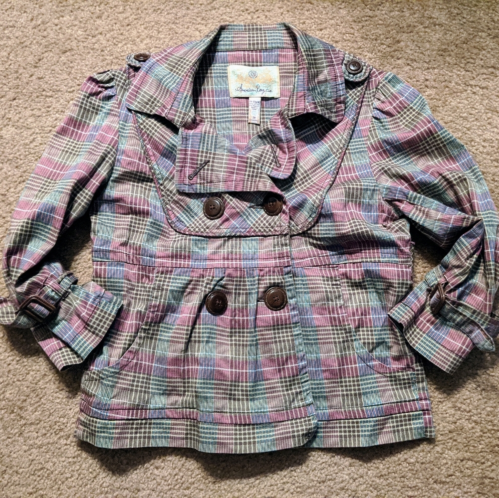American rag cie plaid cropped pea coat